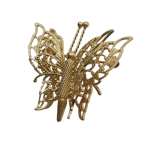 Monet Gold-Tone Filigree Butterfly Brooch Pin Elegant Detailing - Picture 3 of 5